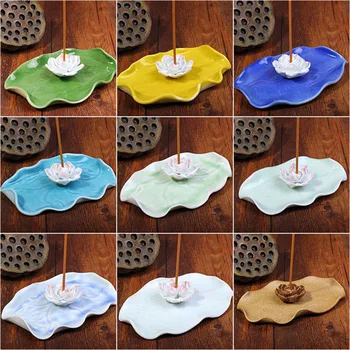 

Ceramic Lotus Icense Holder Tibetan Incense Censer Aroma Sticks Disc Aromatherapy Bunrer Handmade Crafts Home Decor
