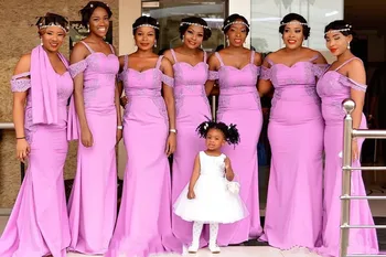 

South African Cheap Bridesmaid Dresses Under 50 Mermaid Sweetheart Appliques Long Wedding Party Dresses