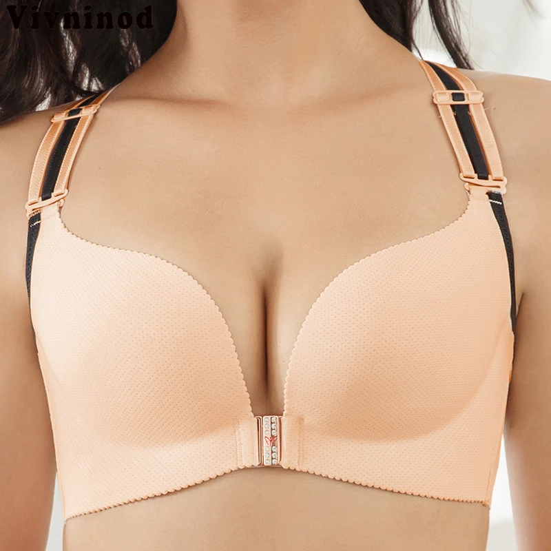 

Fox Beauty Back Bras For Women Sexy Lingerie Bralette Small Size 34-44 A B Cup Brassiere Girl Push Up Wireless Front Closure Bra