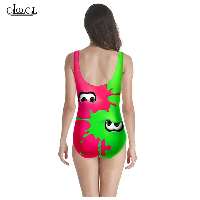 Swimsuit Beach Women Slim One Piece Swimsuit Ladies Game Green and Red Octopus Sleeveless 3D Printed Sexy Swimwear Bathing Suits (2)