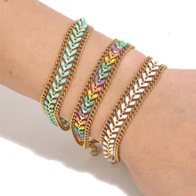 1pcs Enamel Chevron Women Men Bracelet Handmade Gold Arrow Fishbone Chain Ankel Bracelets Beach Boho Jewelry