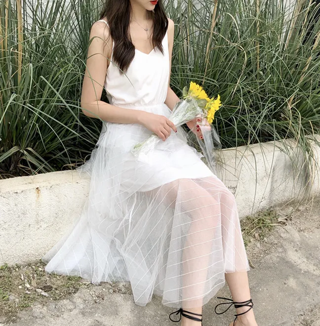 

2019 New Style Fishtail Dress Korean-style Hepburn France fu gu qun over-the-Knee Very Fairy of Long Short Sleeve Dress Women's