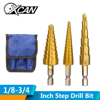 

XCAN 1/8''-3/4'' Inch Step Drill Bit Titanium Coated HSS Cone Drill Bit For Wood/Metal Hole Drilling Core Step Drill