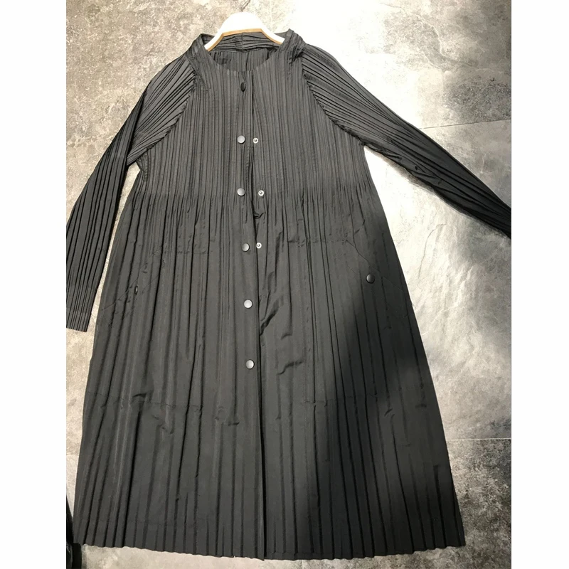MIYAKE fold осень длинный рукав однобортный средней длины ветровка