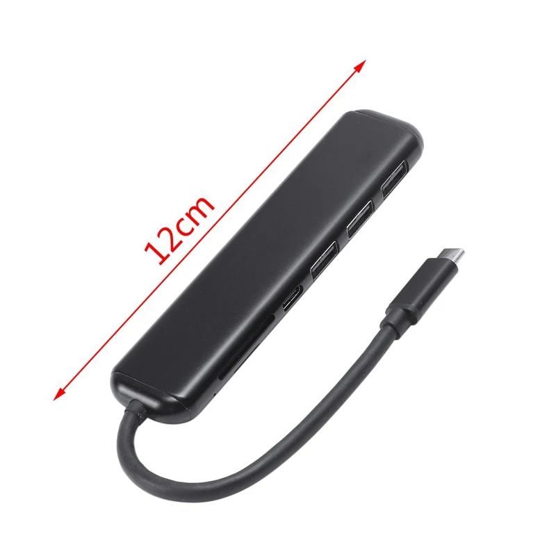 Портативный 7 в 1 type-C Usb 3,0 ступица из алюминиевого сплава адаптер с Pd быстрое зарядное устройство Sd/Tf кардридер для ноутбука Macbook(черный