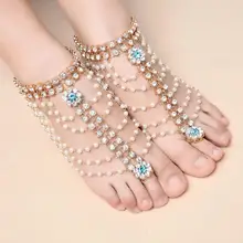 Для женщин Летнее ювелирное изделие жемчуг цепочка браслет в стиле ретро натуральный браслет с Зелеными камнями браслет, соединенный с кольцом на пальце, Индия, ювелирные изделия