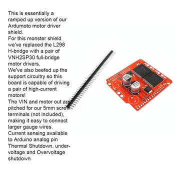 

VNH2SP30 16V 30A Monster Moto Shield High Current Stepper Motor Dual Durable Board Driver Module Practical L298N Replacement