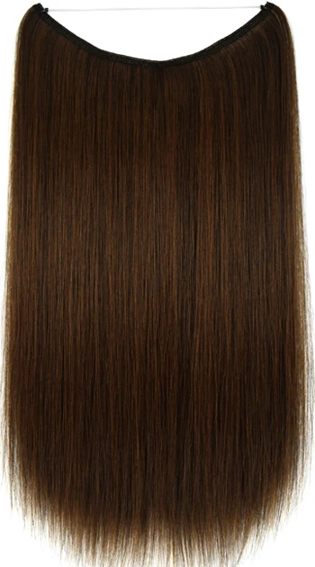 TOPREETY Heat Resistant Synthetic Hair 100gr Silky Straight Elasticity Invisible Wire Halo Hair Extensions 8006 4A-27A