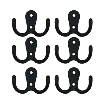 

10pcs 2-Pronged Coat Hooks Wall-mounted 2 Hole Towel Hanger for Coats Hats Clothing(Black)