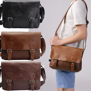 

Briefcase laptop bags Vintage Men's Crazy Horse Leather shoulder Messenger bag