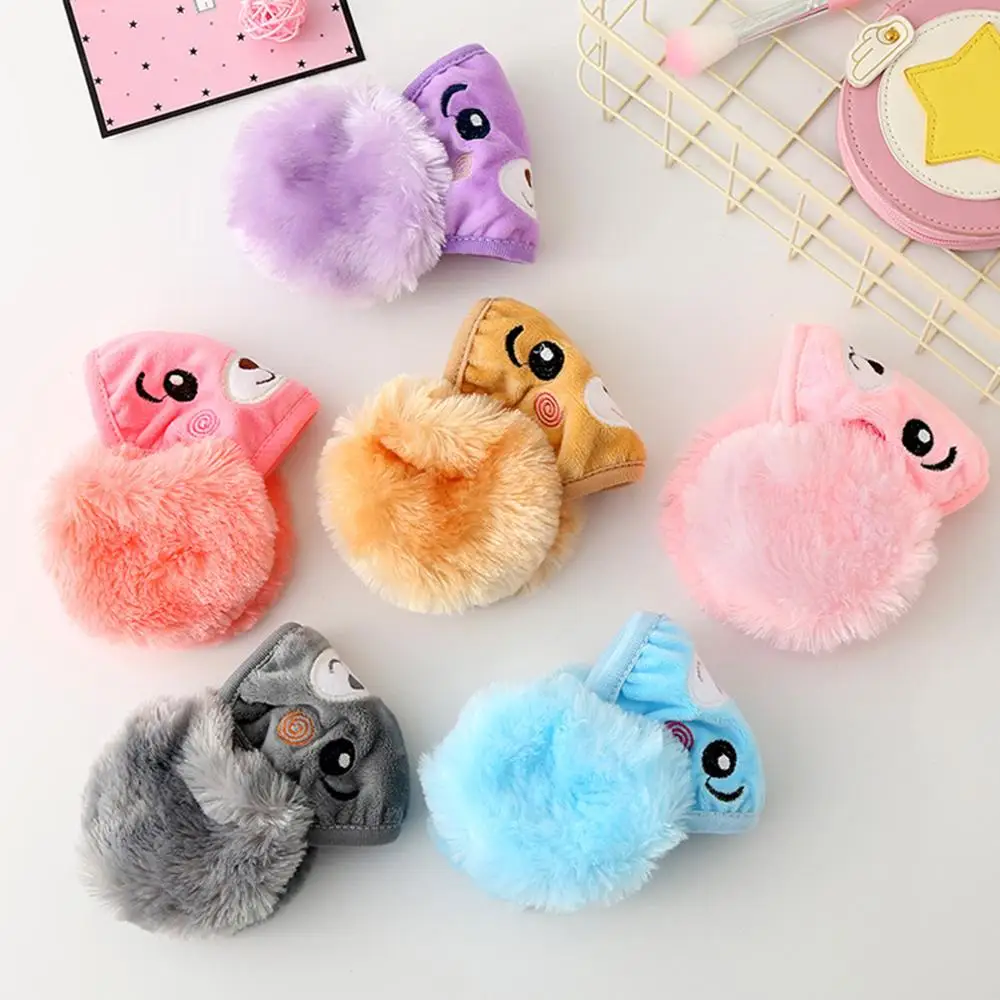 Winter Plush Children Face Masks Cartoon Ear Protectors Cotton Bear Kid Student Warm Earmuffs Warm Mouth Unisex Ear Cover 3