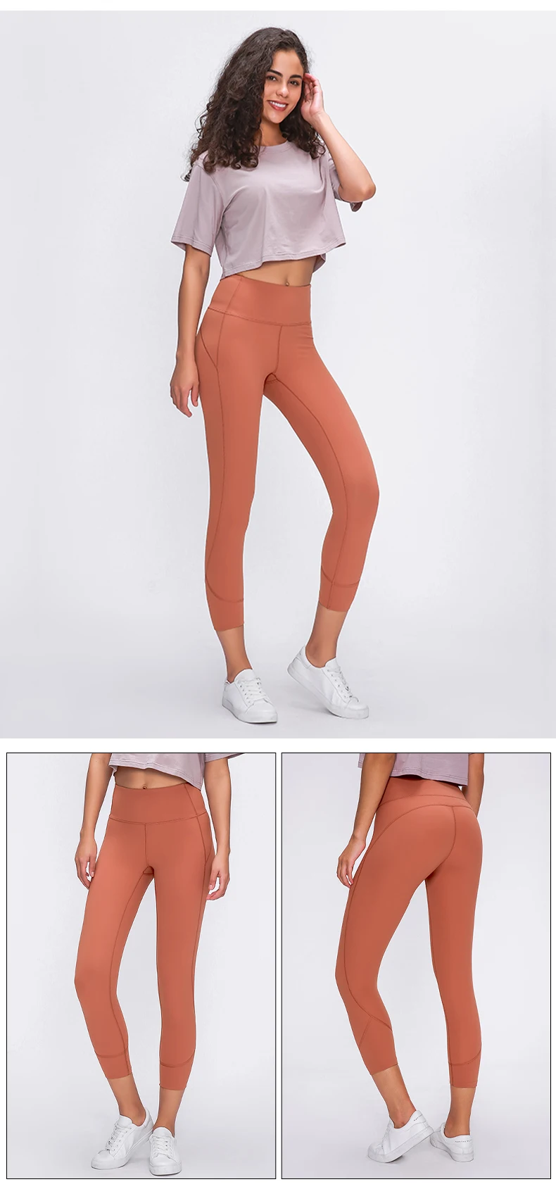 LuluGirl Yoga Fitness pants honey peach hip high waist hip lifting tights running sports tights women's summer 5 / 9 pants cropped leggings