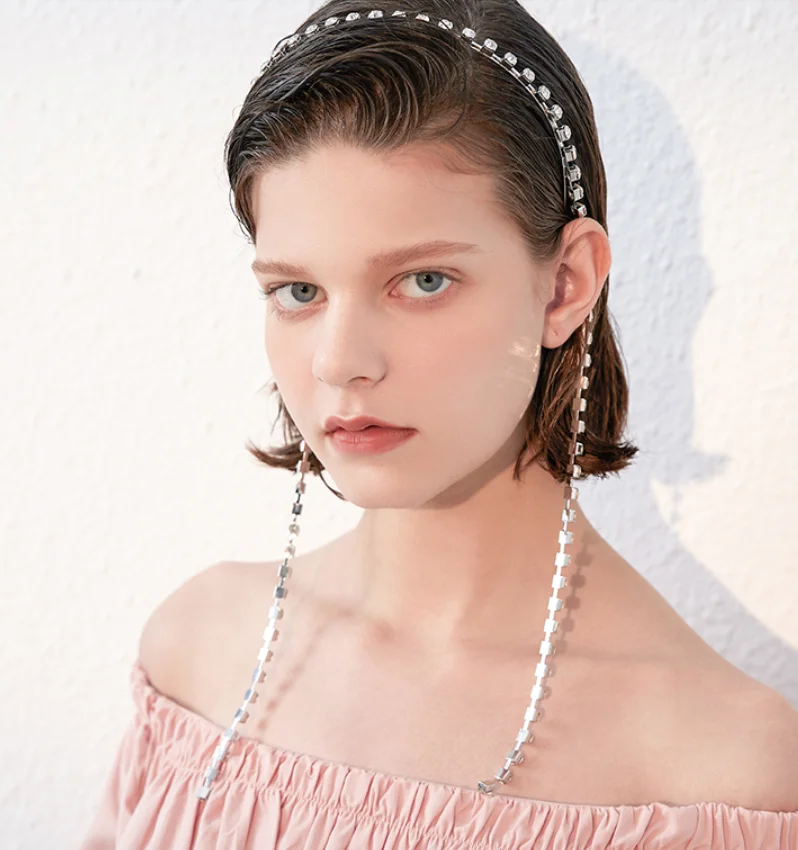 trend Artificial Rhinestone Simple Tassel Headband Hair Accessories for women Design Fashion Jewelry