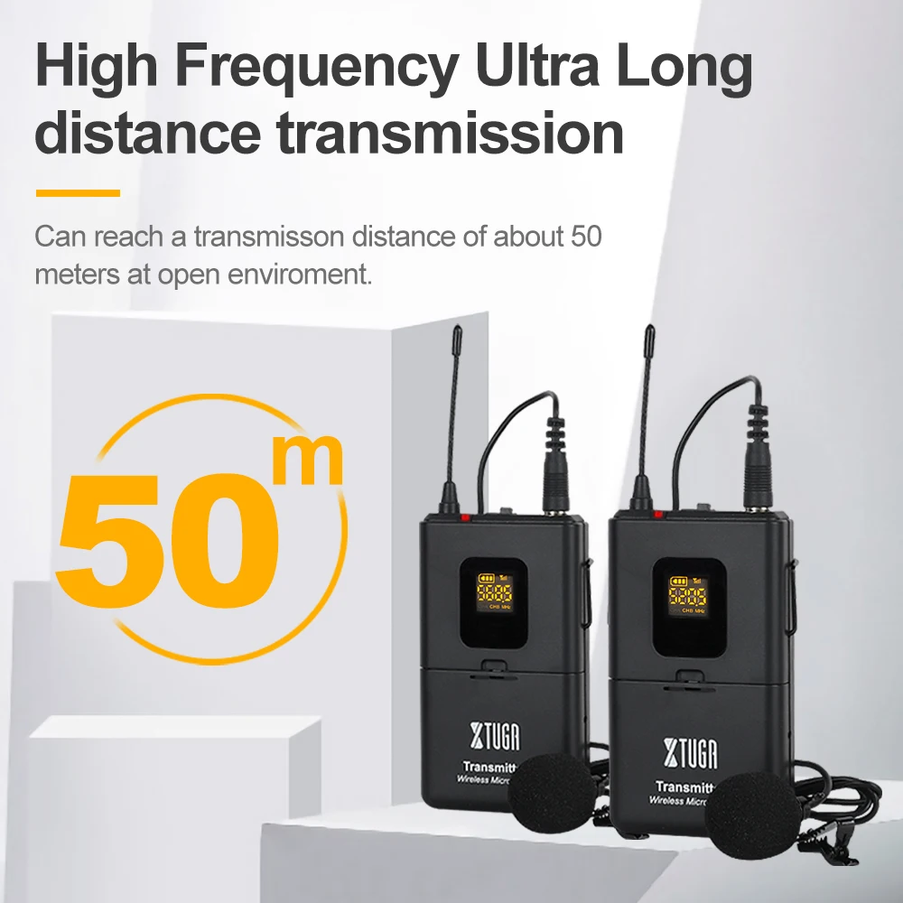 XTUGA двойной UHF беспроводной микрофон Lavalier камера лацкане с 30 каналами для DSLR