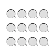 

20pcs Stainless Steel 6/8/10/12mm Inner Round Blank Tray with 11mm Post Loop Ear Studs Base For DIY Jewelry Making Accessories
