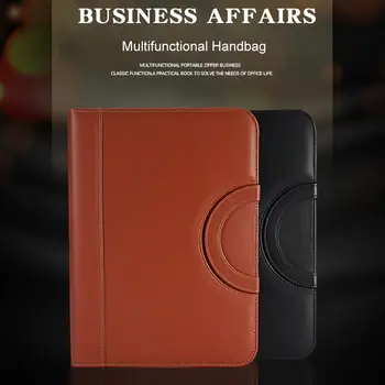 

Leather A4 Zipper Portfolio Binder Folder Business Document Tablet Organizer Box Card Interview Resume Binder Office Supplies