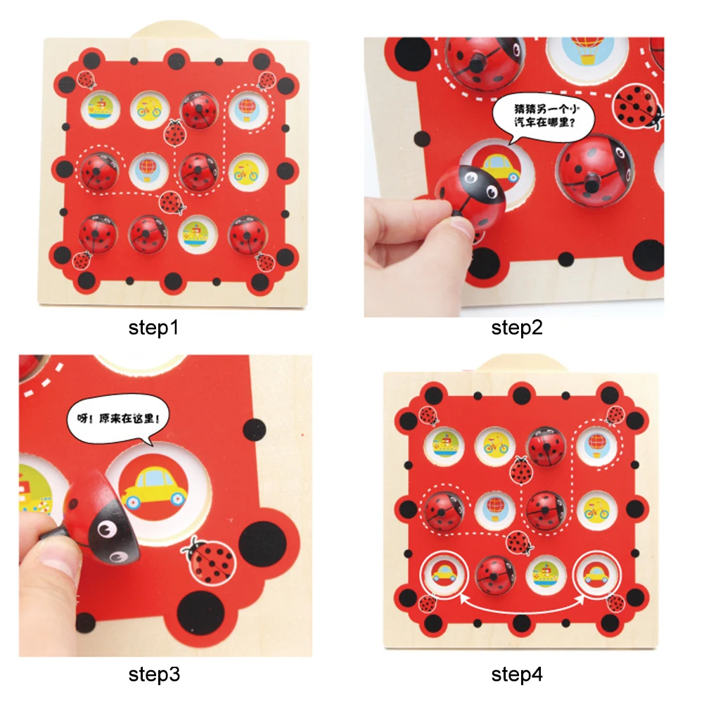 Training Party Board Game Color Cognitive Early Development Wooden Family Memory Chess Child Interaction Smooth Cartoon Design