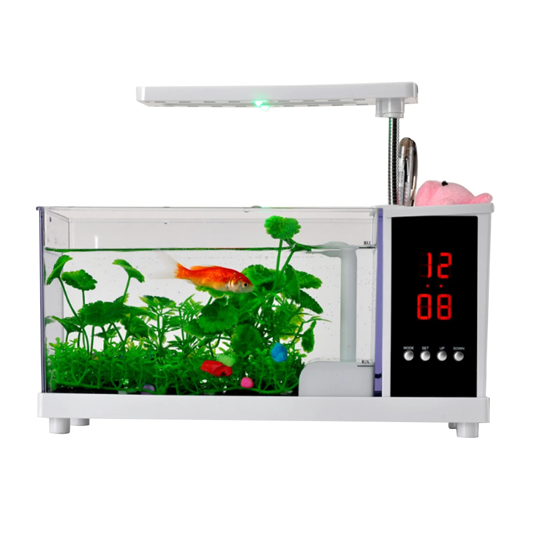 

Multifunction USB Powered Mini Fish Tank Creative Aquarium with Alarm Clock Function