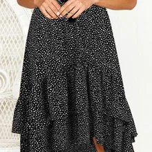 Черные женские юбки с цветочным рисунком и рюшами на подоле, Женская мини-юбка в стиле бохо, летняя и осенняя одежда для пляжного отдыха, женские юбки# G7