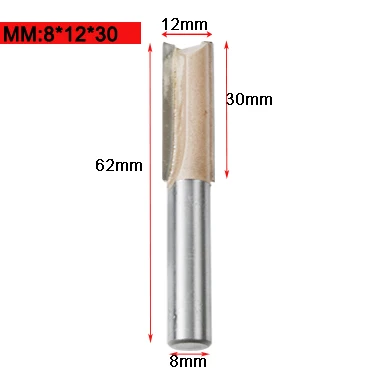 Концевая фреза 8 мм хвостовик прямой/Dado Деревообрабатывающие инструменты для создания выпуклой филенки плотник фреза 6/8/10/12/14/18/20 мм Диаметр Режущий инструмент для дерева - Длина режущей кромки: 8mm X 12mm