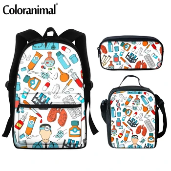 

Coloranimal 3Pcs Cartoon Nurse Pattern 2020 School Bags Set for Kids Girls School Backpacks Shoulder Bagpack Children Satchel