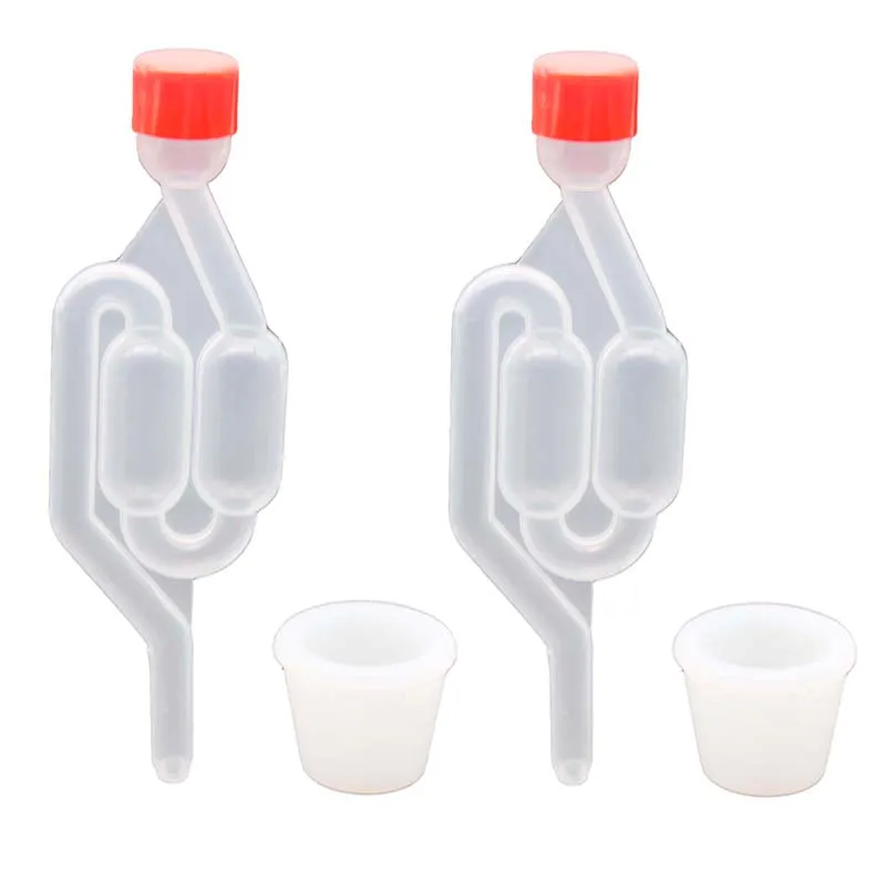 Homebrew Airlock Kit S Type Twin Bubble Airlock and Silicone Carboy Bung For Wine Making and Beer Making Kombucha Pack of 2