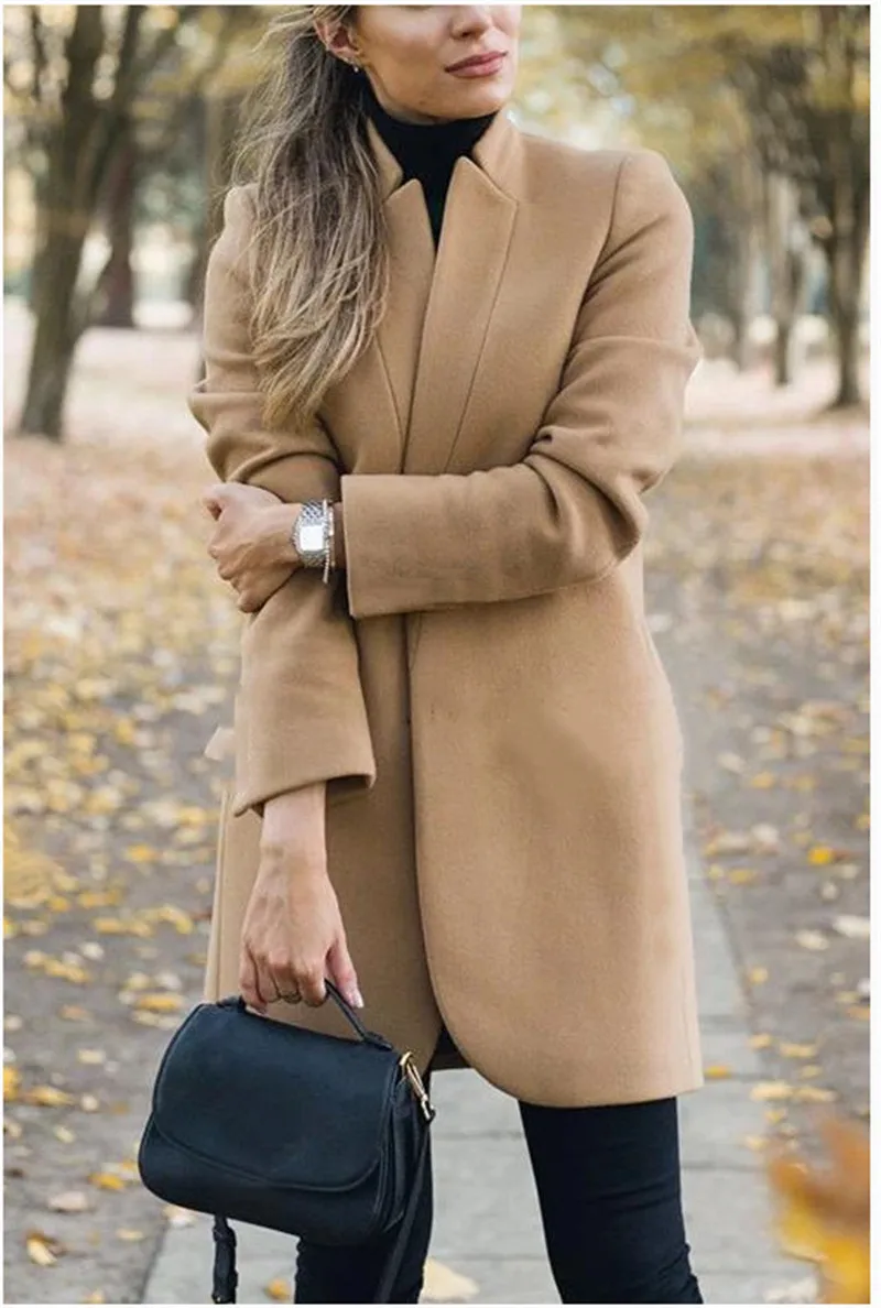 Winter Coats and Jackets Women Plus Size Long Wool Coat Warm Korean Elegant Vintage Coat Female Cloak Cape Khaki Jacket