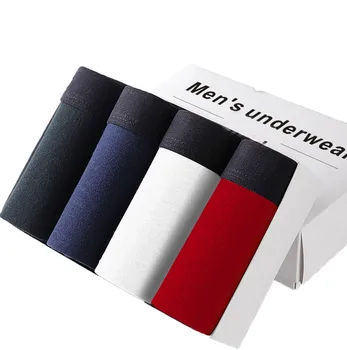 

Underwear Men Boxers Shorts Digital print Men Sexy Cueca Boxer Cotton fashion U convex pouch male gay underpants 4Pieces 10.1