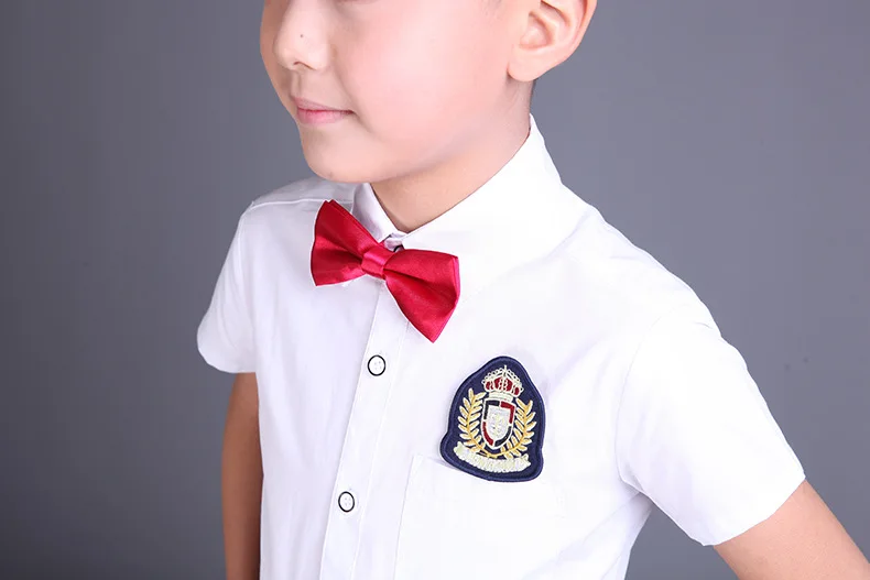 Летняя Деловая одежда для детского сада, школьная форма из чистого хлопка с короткими рукавами, Детский костюм