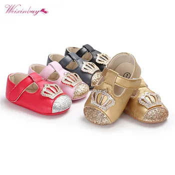 

PU Baby Shoes Spring Autumn Newborn Baby Girl Princess Shoes PU Crown Sequins Fashion Princess Shoes First Walkers