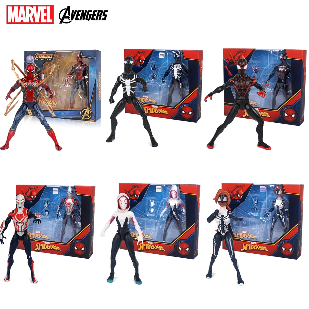 Genuine Marvel Spider Man Into The Spider Verse Spider Woman Venom Ultimate Spiderman Miles Morales Peter Parker Action Figure Action Figures Aliexpress