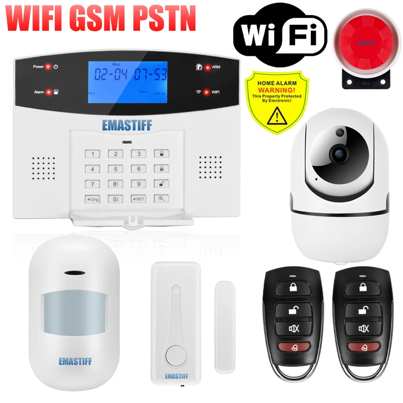 IOS Android APP Wired Wireless Home Security Tuya WIFI PSTN GSM Alarm System Intercom Remote Control Autodial Siren Sensor Kit smart alarm keypad Alarms & Sensors