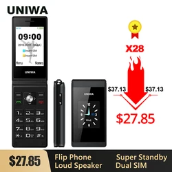 UNIWA – téléphone portable X28 à clapet et clavier russe hébreu, téléphone à clapet, double Sim, Radio FM 