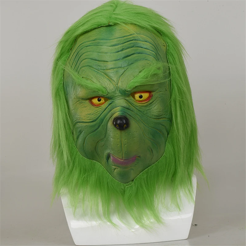 Как Grinch украли Рождество Grinch косплей маска перчатки Рождественский костюм зеленая маска на все лицо плюшевые перчатки опора