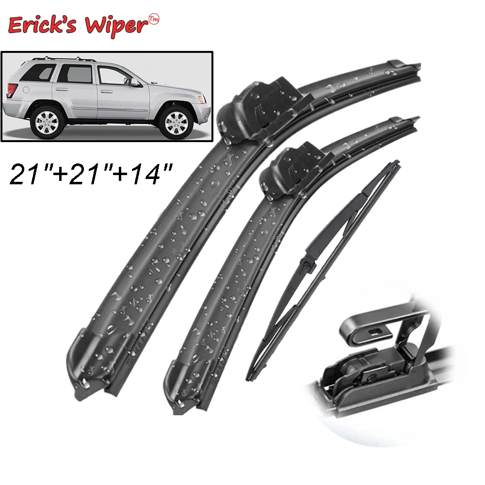 

Erick's Wiper Front & Rear Wiper Blades Set Kit For Jeep Grand Cherokee WK 2005-2010 Windshield Windscreen Window 21"21"14"