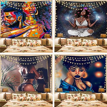 

African woman Background wall tapestry Decor Psychedelic Tapestry Wall Hanging Indian Mandala Tapestry Hippie Chakra Tapestries