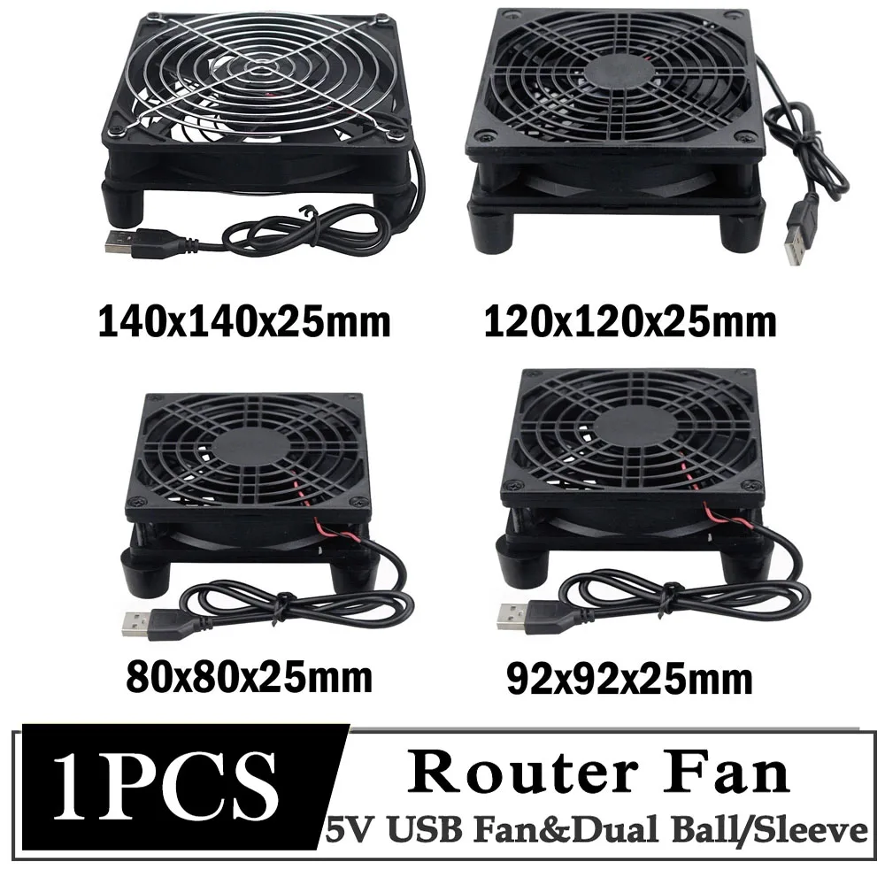 Gdstime USB 전원 TV 박스 무선 라우터 팬, 무소음 컴퓨터 쿨러, 나사 및 그릴 가드 포함, 5V, 80mm, 90mm, 120mm, 140mm 