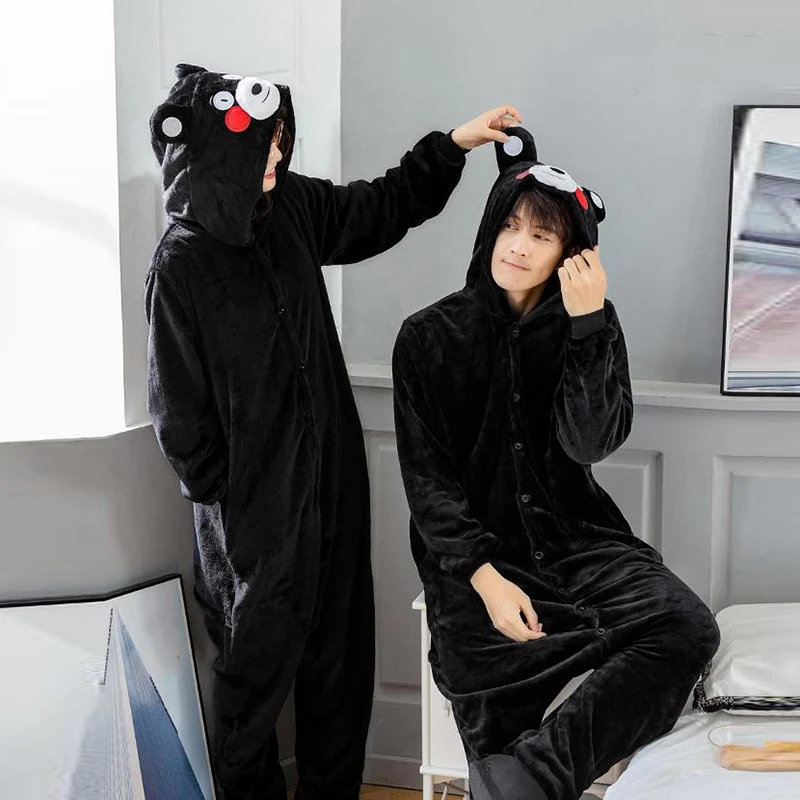 Кингуруми Кумамон единорог пижамы для взрослых Ститч Медведь животных Onesie зимние пижамы для мужчин пара фланелевая одежда для сна домашняя одежда