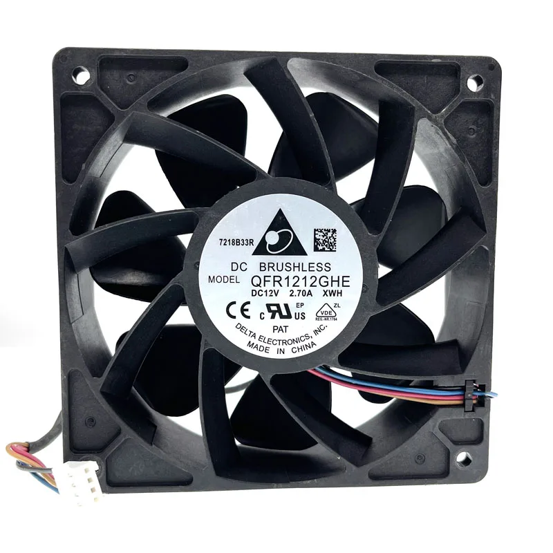 Ventilador de Mineração Delta Qfr12gue Original Alta Velocidade 12v 6000rpm Rolamento de Esferas Duplo Pwm 4p Ventiladores e resfriadores - Imagem 2