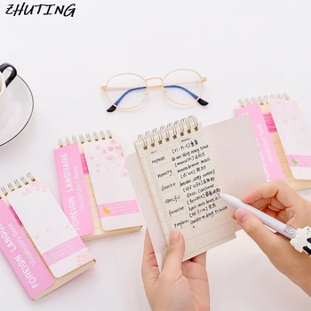 

Cherry Blossoms English Word Coil Book Vocabulary Notebook Diary Notepad Hand Memo Book Stationery