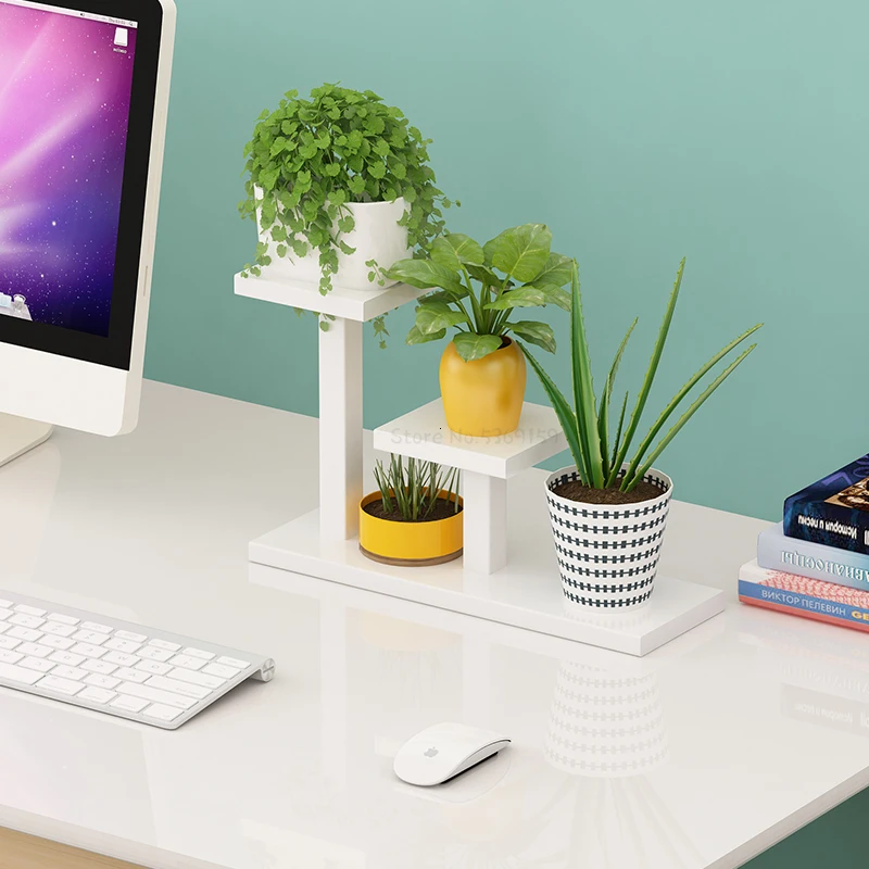 Iron Meat Flower Airs Balcony Shelf Indoor Office Desktop Mini Multi-storey Botany Small Flower Rack - Цвет: Whiteshelfwhite