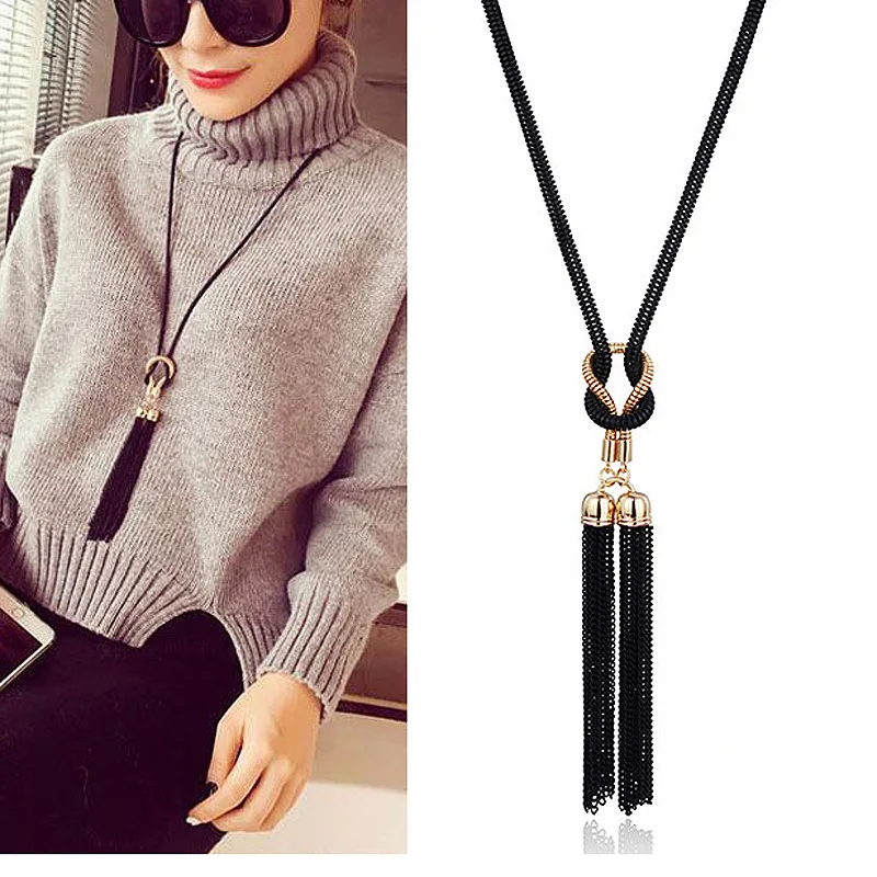 2021 New Arrival Female Pendant Necklace Tassel Long Winter Sweater Chain Necklace Necklace Wholesale Sales