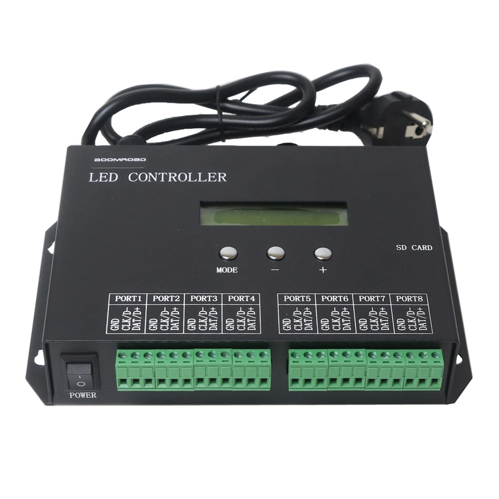 US $105.93 8ports 8192pixels Full Color Pixel Controller RGB Led Programmable Controller Led Strip SD Card Controller Work With DMX Console