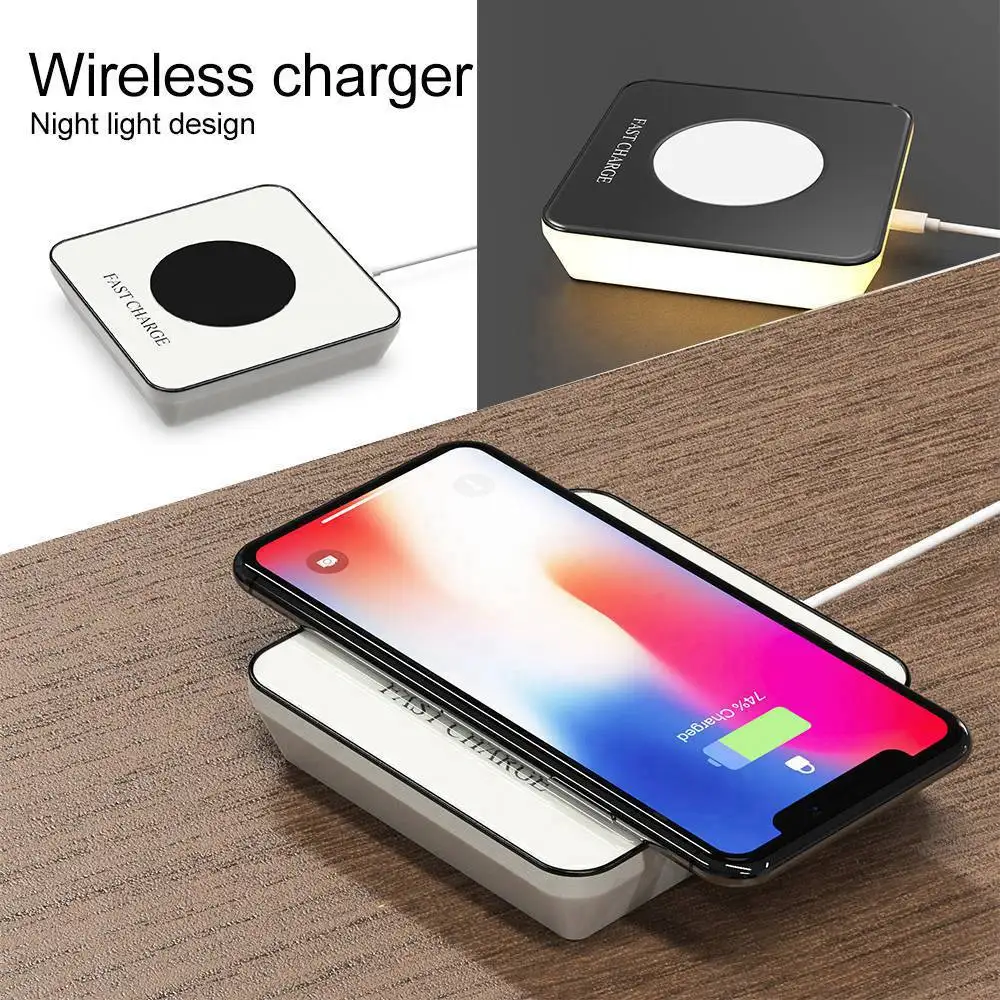 

KISSCASE Wireless Charger for Samsung Note 10+ Note 9 8 Auto Shock Sense Fast Wirelss Charging Led Lamp Phone Charger for Huawei