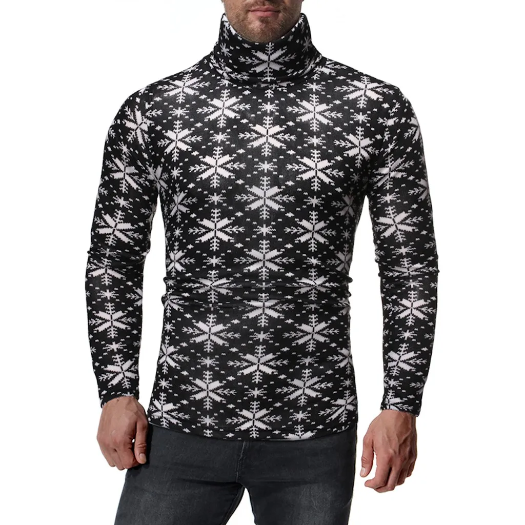 

Christmas Printed Sweater With Long Sleeve Korea Style For Men In Autumn Winter Streetwear Hip Hop Pullover Turtelneck Sweaters