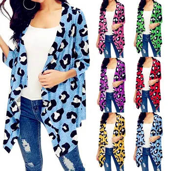 

2020 Women Causal Winter Spring Overcoat Female Plus Sizes Leopard Coat Elegant Long Belt Jacket Casco Feminino