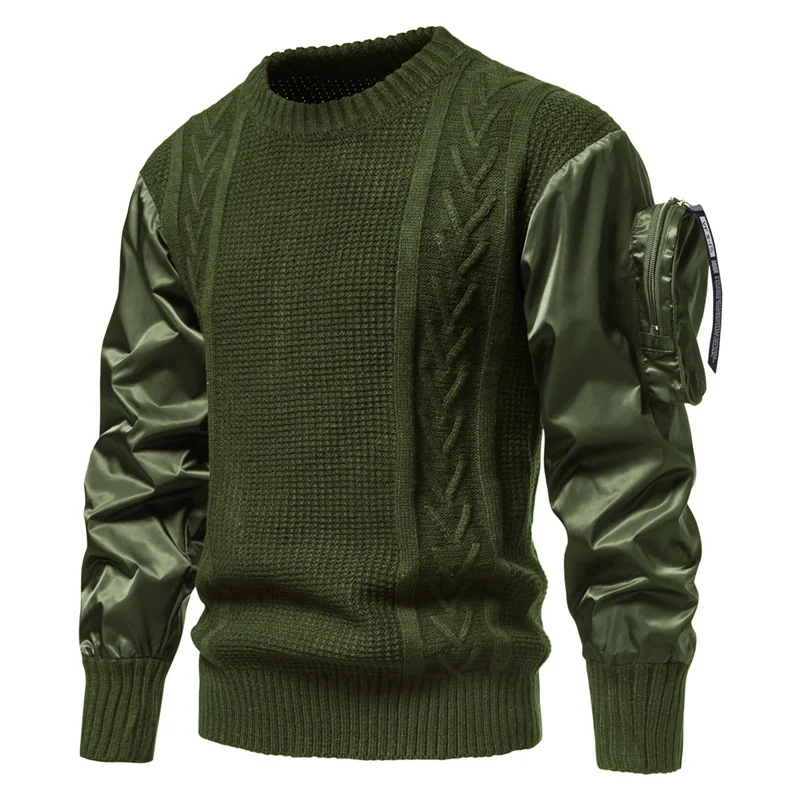 submariner jumper Army Sweater Men Tactical Military Outdoor Patchwork Arm Pocket Designer Pullover Jumper Sweaters Mens Jersey Hombre Streetwear the dude cardigan