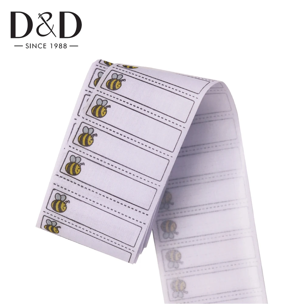 Description Picture 4 of itemD&D 100Pcs Bee Pattern Iron-on Name Labels Washable Garment Labels Fabric Clothing Labels Tags for Children Clothes Accessories