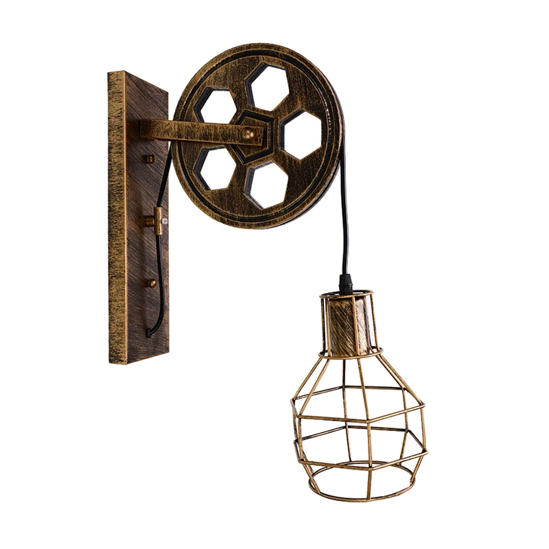 

Wall Lamp Corridor Lifting Pulley Indoor Lighting Living Room Home Rustic Retro Industrial Restaurant Sconce Light Cafe E27