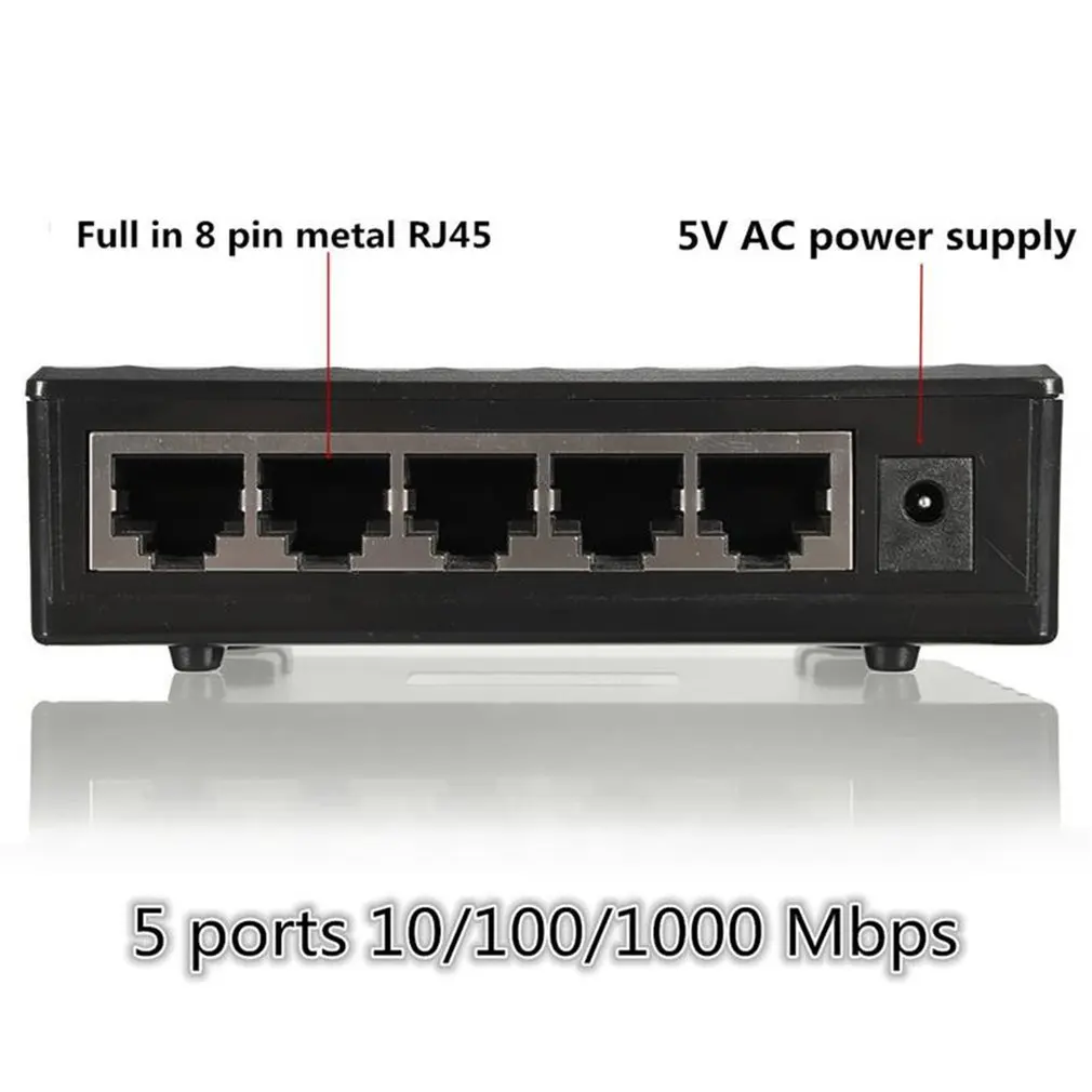 Rj45 мини 5-Порты и разъёмы Fast Ethernet коммутатор концентратор для настольных ПК черный 110V Ethernet-коммутатор и концентратор 10/100 Мбит/с